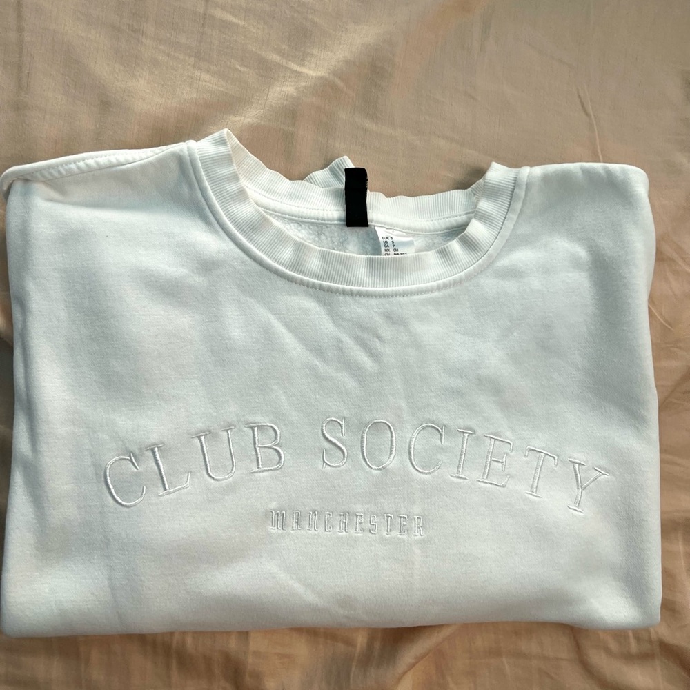 Club Society White Embroidered Sweatshirt